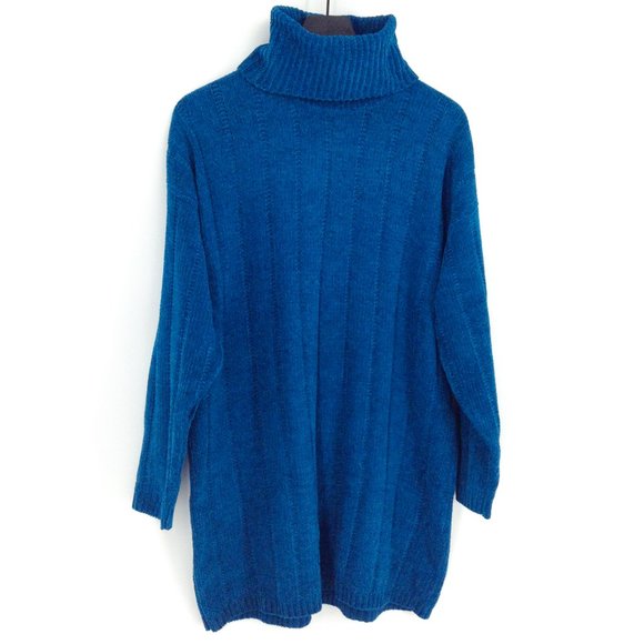 VTG AMANDA SMITH Turquoise Chenille Turtleneck - Picture 2 of 8